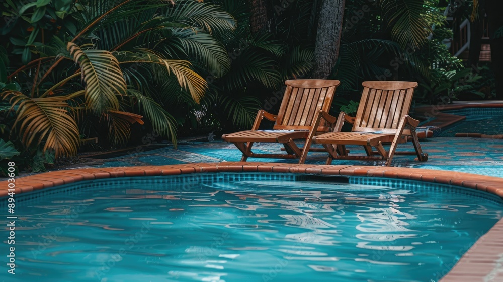Fototapeta premium Poolside relaxation during summer vacation