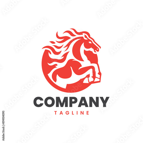 Horse Fire Logo. A horse engulfed in fire symbolizing unstoppable speed, passion, and raw power. Perfect for bold brands driven by energy and motion.