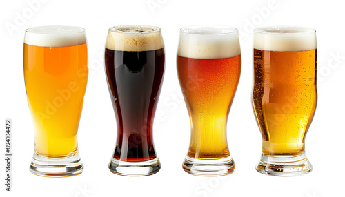 Wallpaper Mural Different kinds of beer in beer mugs isolated on transparent background Torontodigital.ca