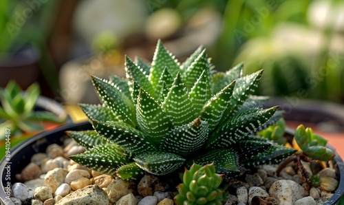 The haworthia comptoniana plant in pot, Generative AI photo