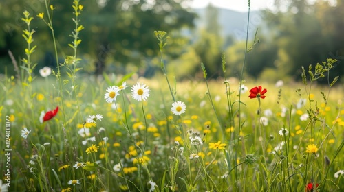 Fototapeta Naklejka Na Ścianę i Meble -  Serene Wildflower Meadow in Bloom