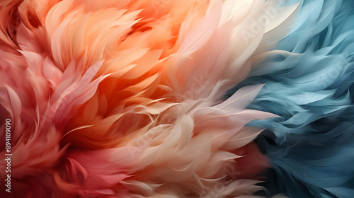 Soft, Colorful Feathers Background