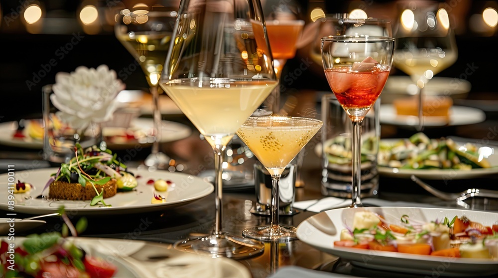 tasting gourmet dishes and cocktails at a sophisticated cocktail party. tasting gourmet dishes and cocktails at a sophisticated cocktail party.