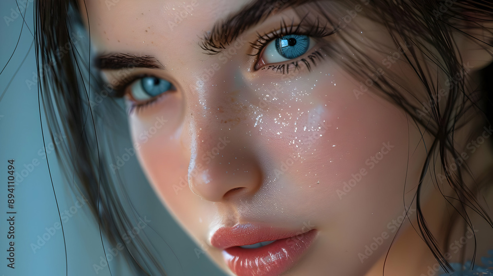 Close-up Portrait of Woman with Blue Eyes Close-up Portrait of Woman with Blue Eyes
