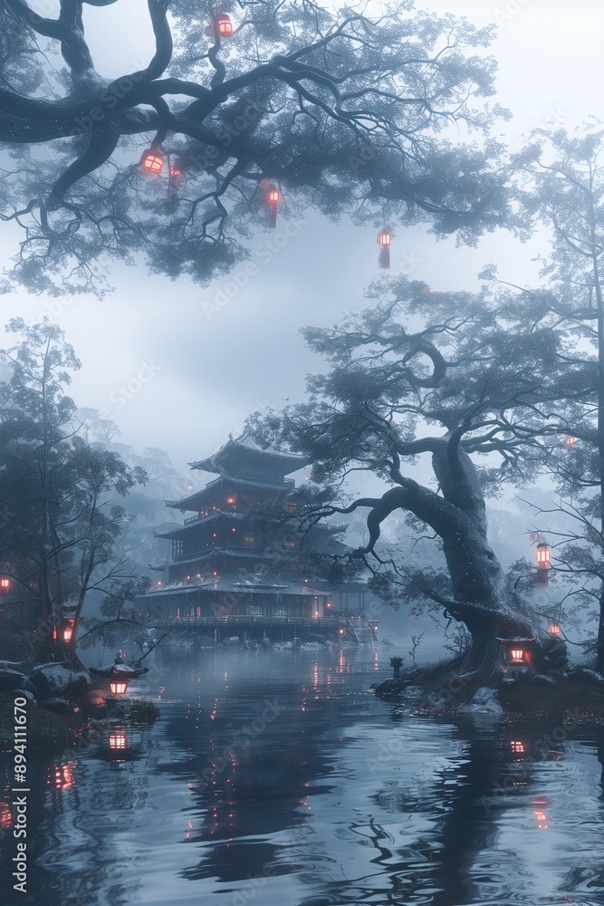 Japanese temple with black style Japanese temple with black style