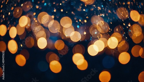 A scattering of golden bokeh highlights on a dark backgroundBokeh Hintergrund Generative AI

 photo