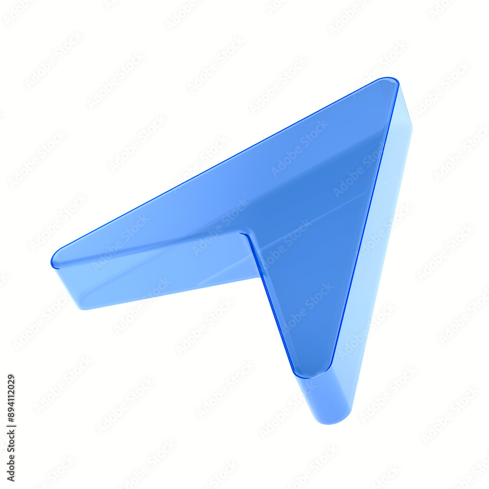 Glass arrow on white background. Isolated 3D illustration Glass arrow on white background. Isolated 3D illustration