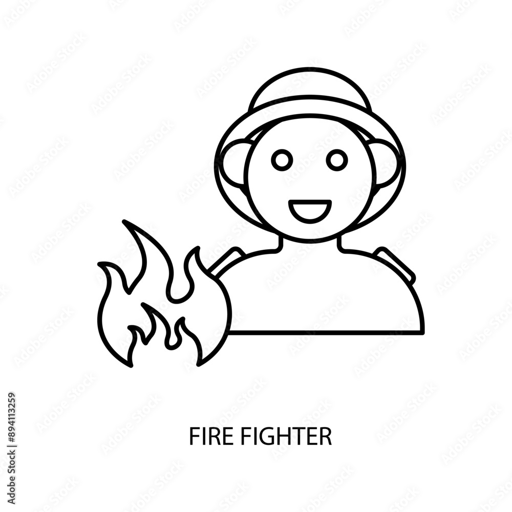 fire fighter concept line icon. Simple element illustration.fire fighter concept outline symbol design. fire fighter concept line icon. Simple element illustration.fire fighter concept outline symbol design.