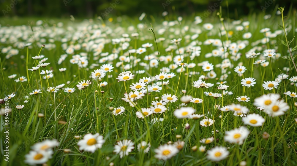 Fototapeta premium Serene Wildflower Meadow in Full Bloom