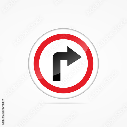 A road forbidding sign. Road sign right turn is prohibited