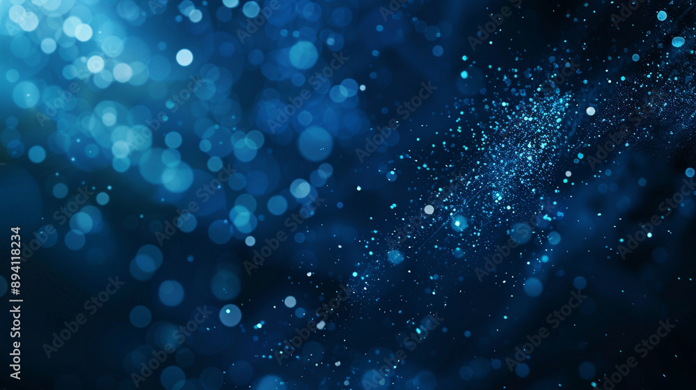 Fototapeta premium Abstract background featuring dark blue hues with glowing particles creating a sense of depth and mystery, perfect for technology or futuristic themes
