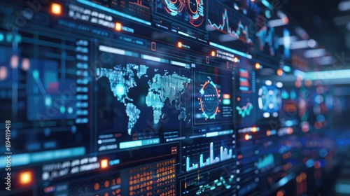 Wallpaper Mural Global Data Analytics and Financial Dashboard Interface Torontodigital.ca