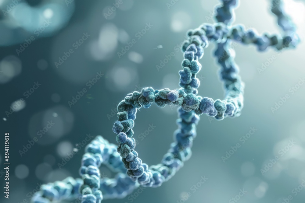 A close-up view of a DNA strand. AI. A close-up view of a DNA strand. AI.