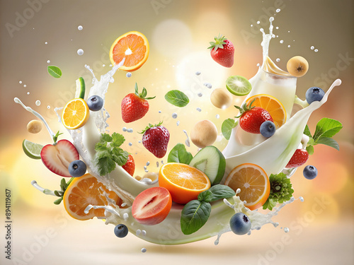 Fruit and Milk Splash photo