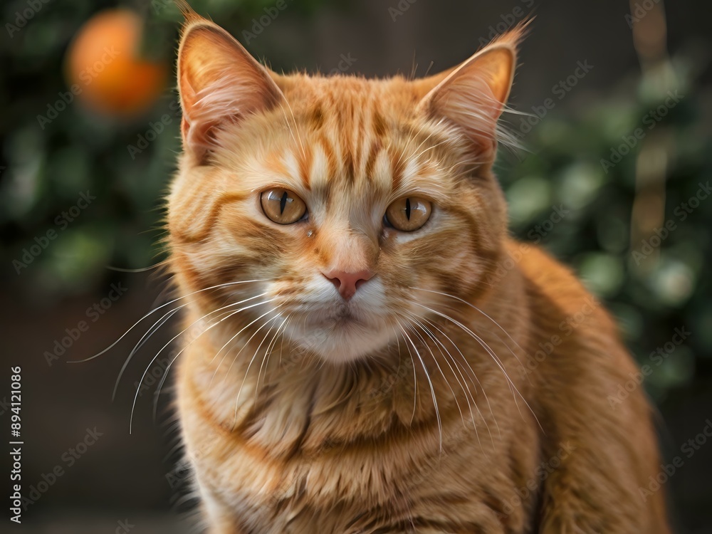 orange cat with blur background, orange cat is sitting and looking orange cat with blur background, orange cat is sitting and looking
