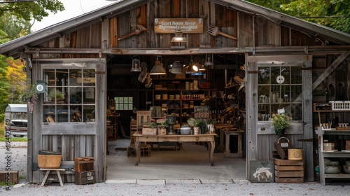 Charming Rustic Wooden Shop With Handcrafted Goods Display