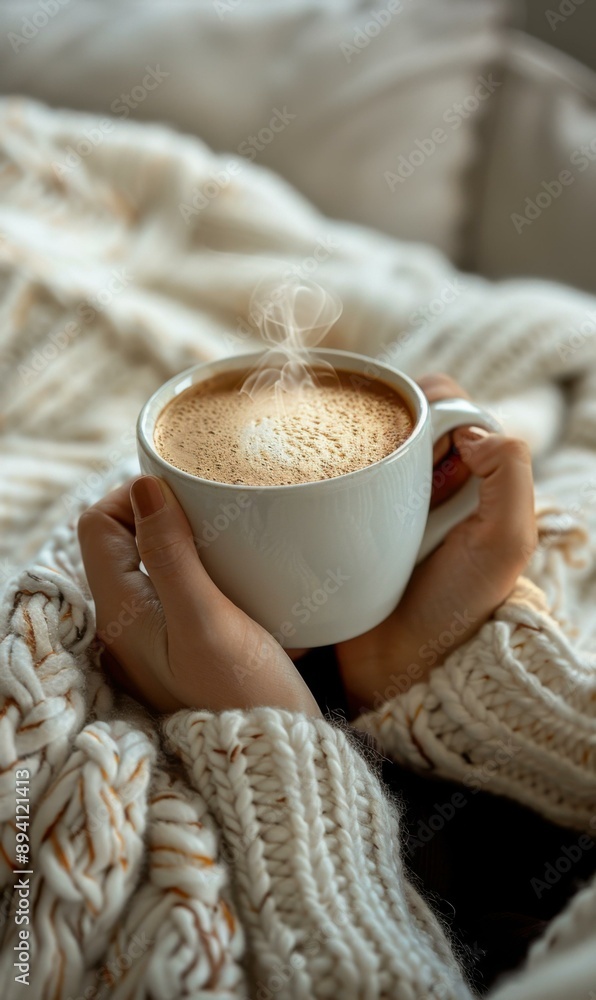 Warm drink on a cozy day. AI. Warm drink on a cozy day. AI.