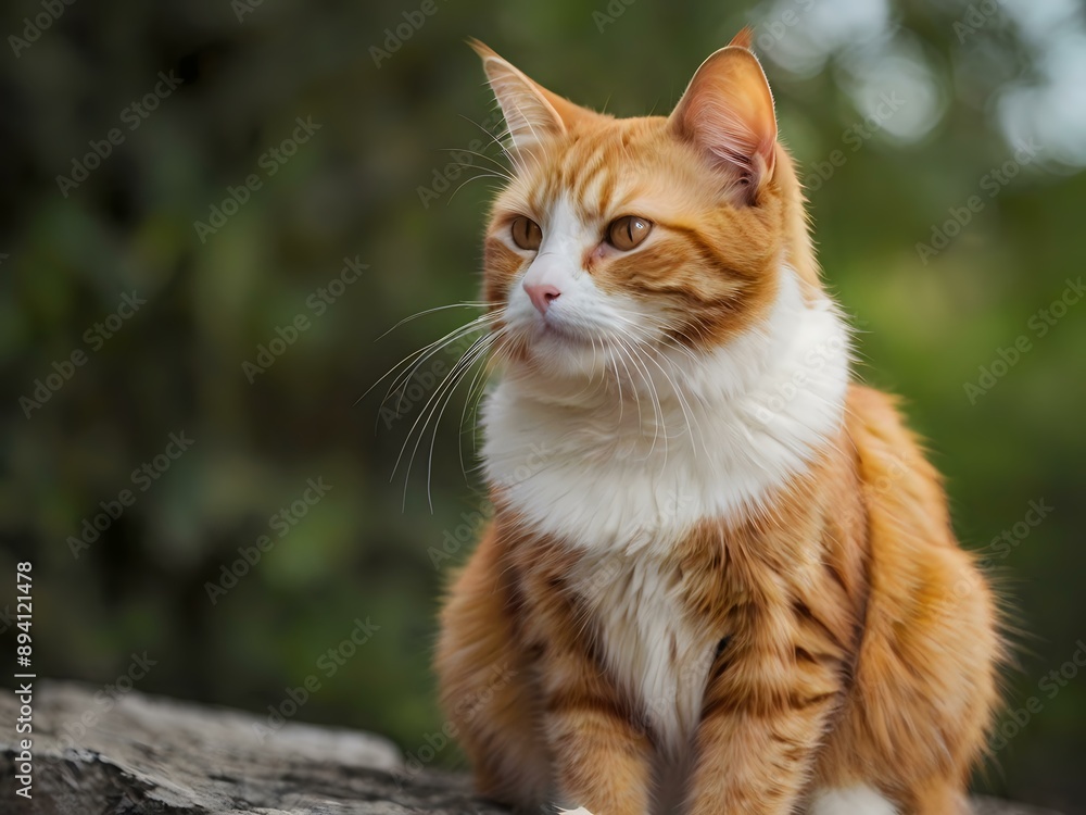 orange cat with blur background, orange cat is sitting and looking orange cat with blur background, orange cat is sitting and looking