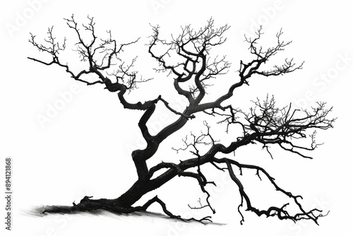 Barren tree silhouette against dramatic sky at sunset
