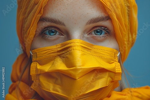 Protective face mask clean flat background bright studio lighting highlighting the minimal and essential design photo