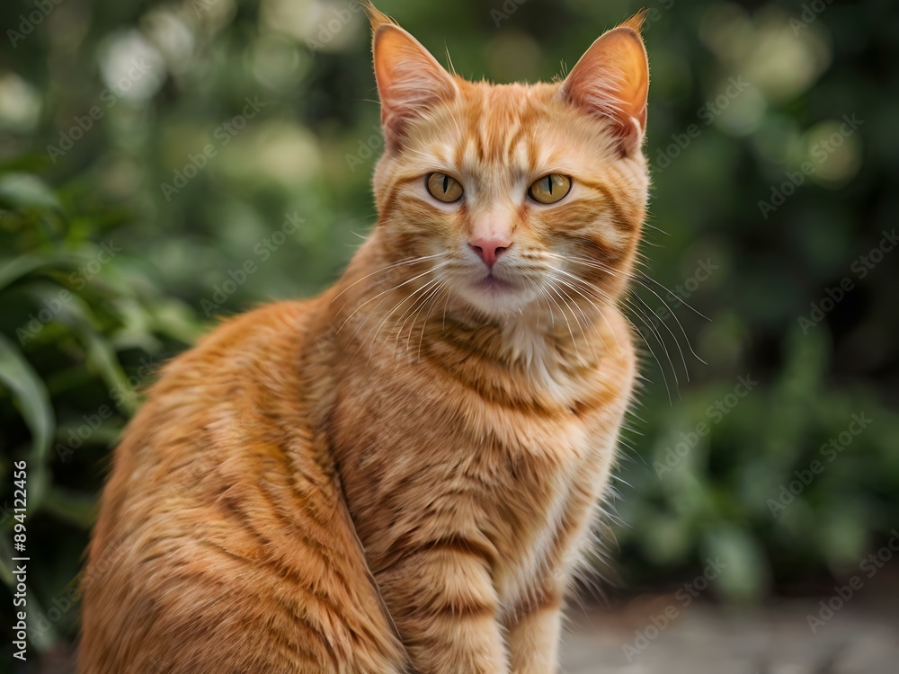 orange cat with blur background, orange cat is sitting and looking orange cat with blur background, orange cat is sitting and looking