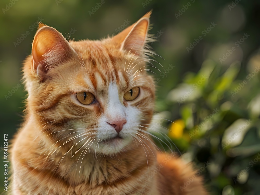 orange cat with blur background, orange cat is sitting and looking orange cat with blur background, orange cat is sitting and looking