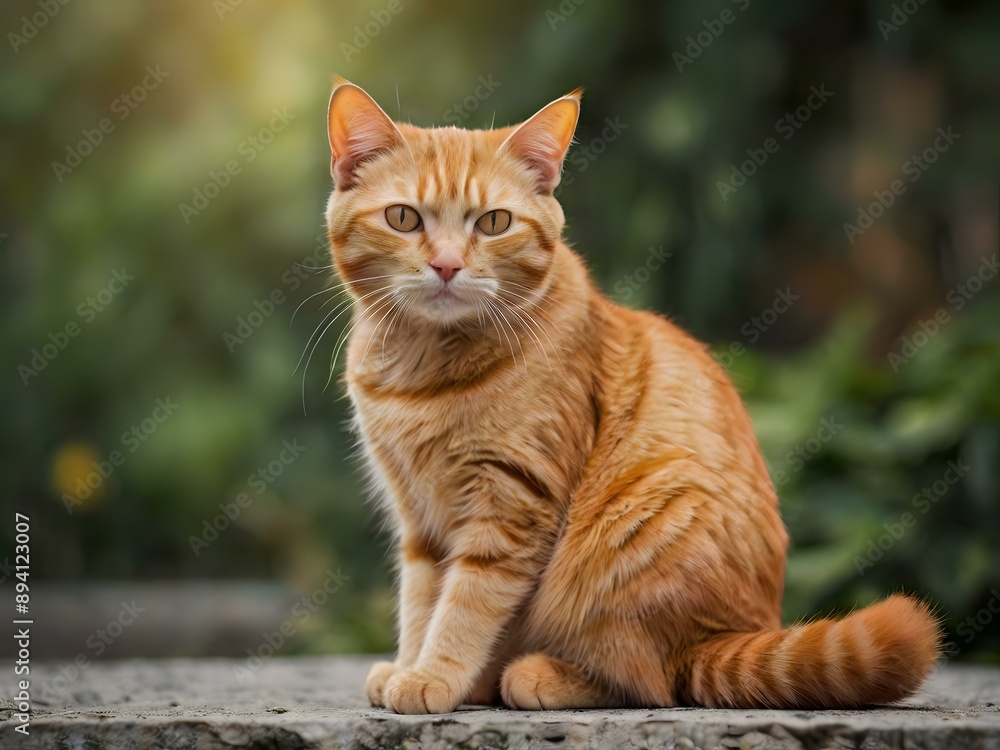 orange cat with blur background, orange cat is sitting and looking orange cat with blur background, orange cat is sitting and looking
