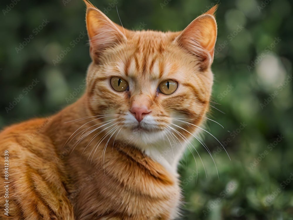 orange cat with blur background, orange cat is sitting and looking orange cat with blur background, orange cat is sitting and looking