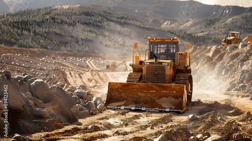 Bulldozer Working in a Quarry