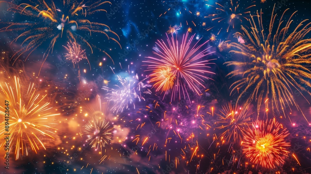 Fototapeta premium A lively summer festival brought laughter, joy, and dazzling fireworks for families to enjoy together.