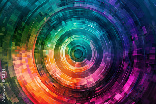 Colorful abstract image of a spiral with multicolored lines