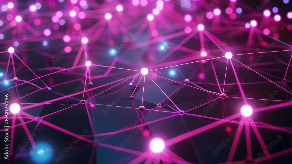 Digital network connections glowing in a geometric pattern Digital network connections glowing in a geometric pattern
