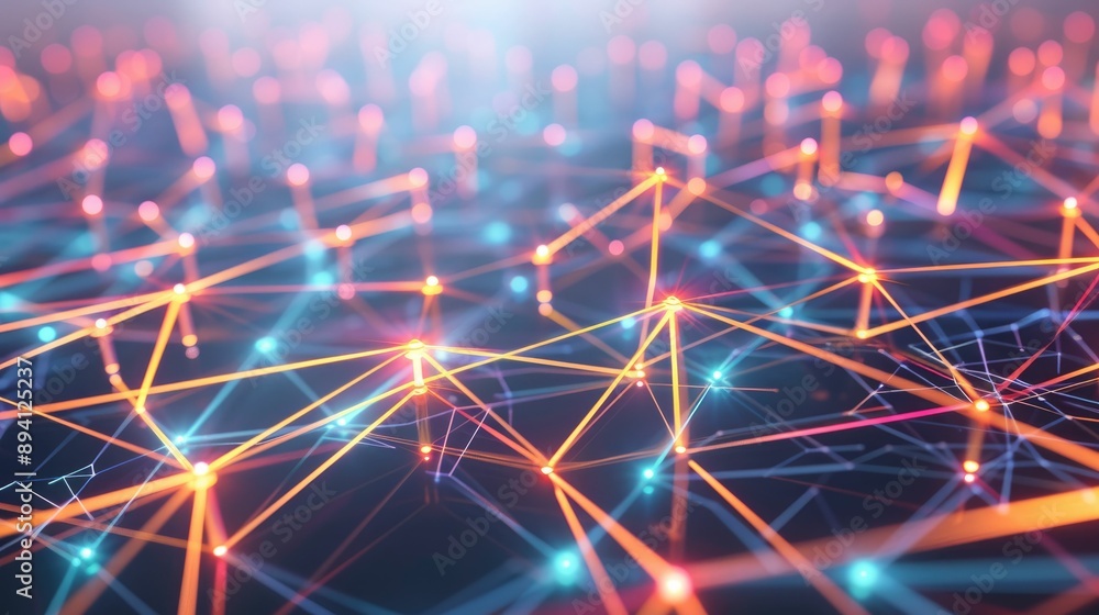 Digital network connections glowing in a geometric pattern Digital network connections glowing in a geometric pattern