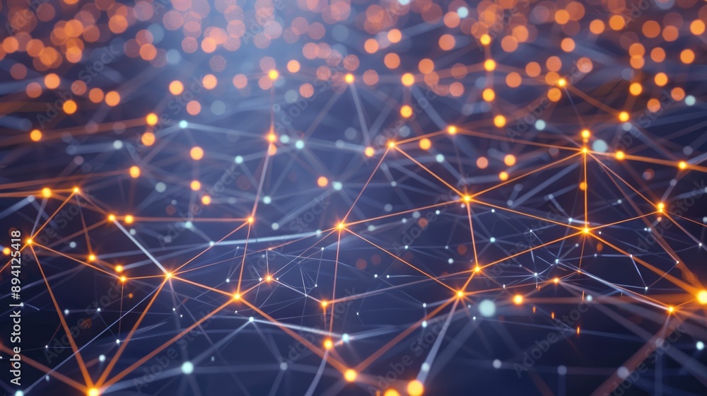 Fototapeta premium Digital network connections glowing in a geometric pattern