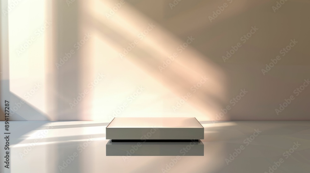 Empty box mockup with a mirrored reflection on a glass surface Empty box mockup with a mirrored reflection on a glass surface