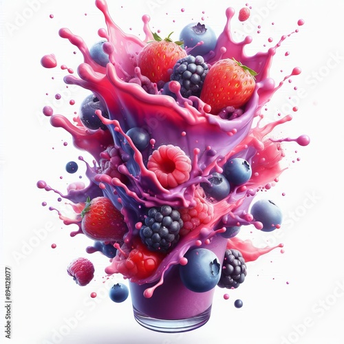 175 46. A splash of berry smoothie bursting with freshness, clos photo