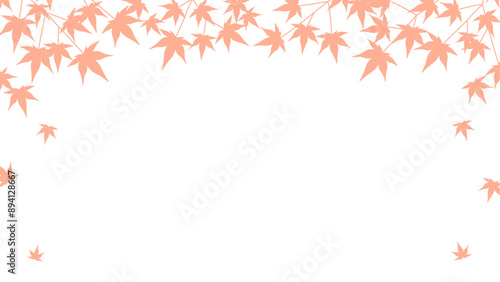 紅葉が舞うシルエットの背景のイラスト