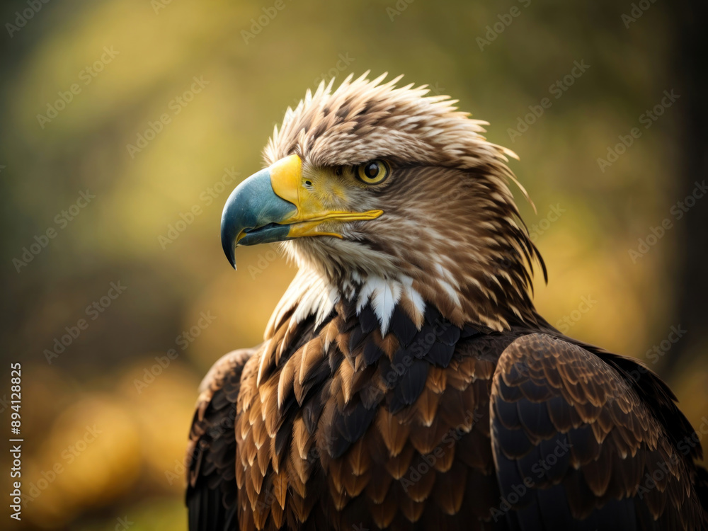 eagle with plumage and pointed beak in blurred background eagle with plumage and pointed beak in blurred background