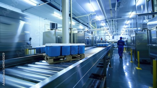 Modern Automated Assembly Line in High-Tech Manufacturing Facility