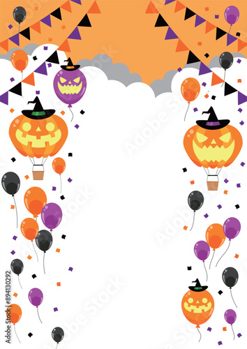 ハロウィン、ガーランド、風船、気球、イラスト、昼、縦