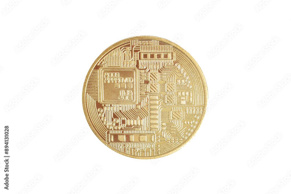 Bitcoin isolated on white background. Cryptocurrency. Golden bitcoin physical gold coin. Symbol of the crypto currency Bitcoin isolated on white background. Cryptocurrency. Golden bitcoin physical gold coin. Symbol of the crypto currency