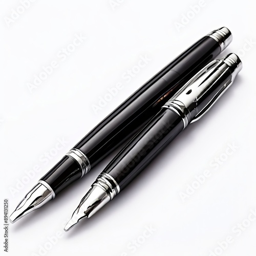 a sleek black pen with silver accents close up k uhd very detail photo