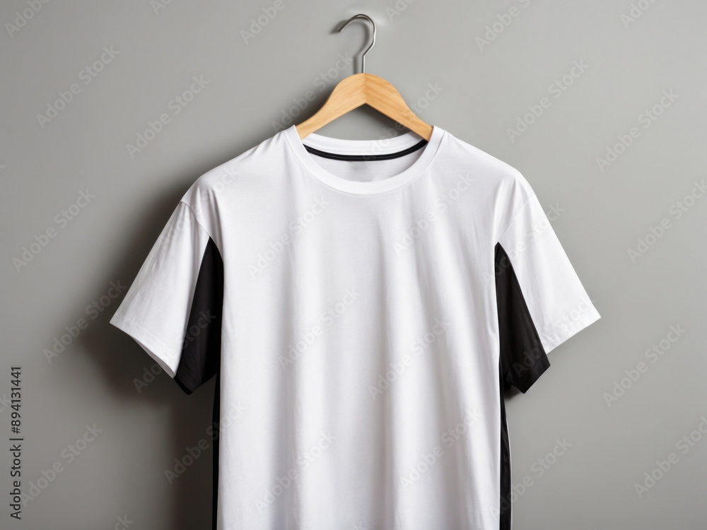 empty Mens white and black tshirt mockup