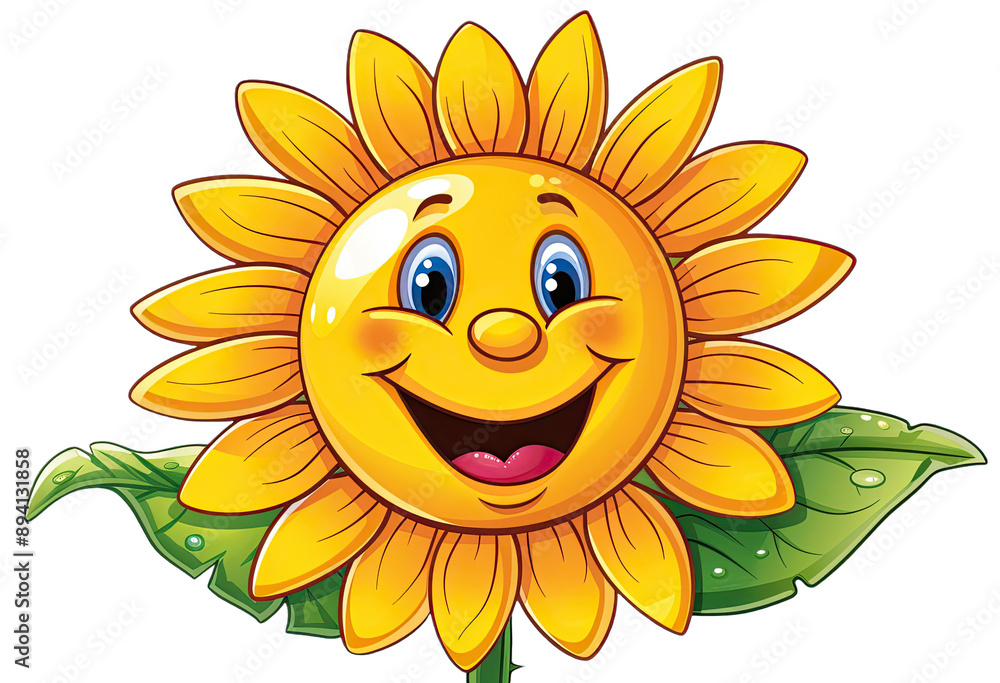 Colorful cartoon sunflower illustration with a cheerful smile, perfect for children's books, educational materials, and bright designs. Colorful cartoon sunflower illustration with a cheerful smile, perfect for children's books, educational materials, and bright designs.