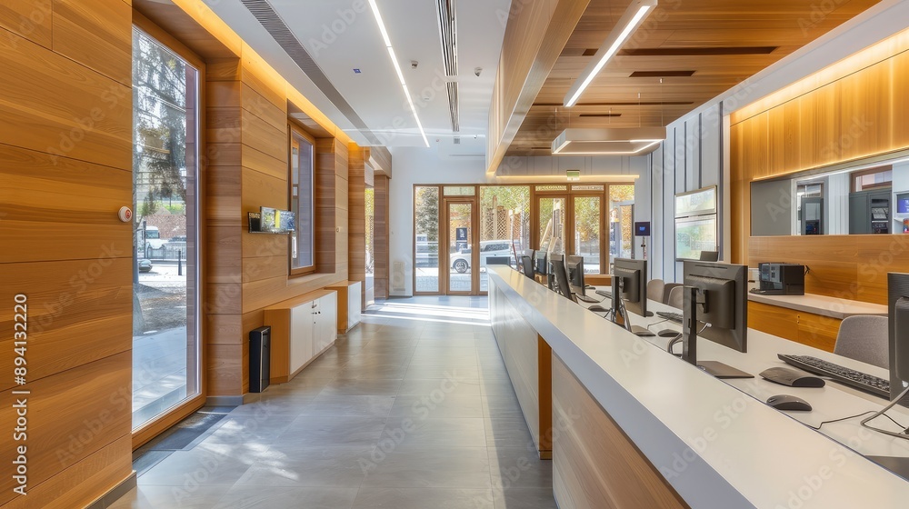 Modern Office Interior with Wooden Design Elements Modern Office Interior with Wooden Design Elements