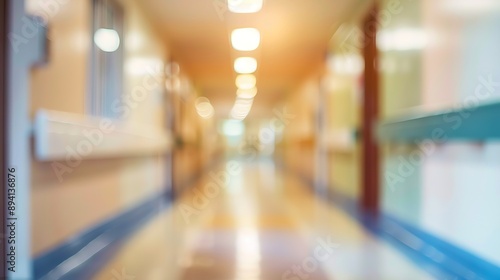 Wallpaper Mural Blurred image background of a modern hospital corridor with clean design and bright lighting, ideal for medical and healthcare concepts Torontodigital.ca