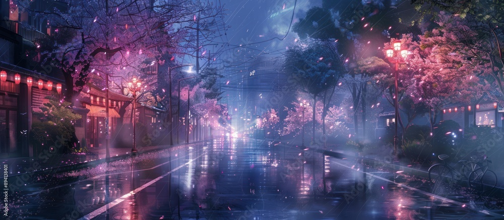 Rainy Night in a Japanese Town Rainy Night in a Japanese Town