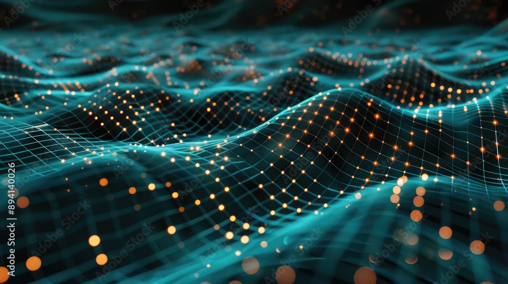 Obraz premium Futuristic mesh grid with glowing nodes