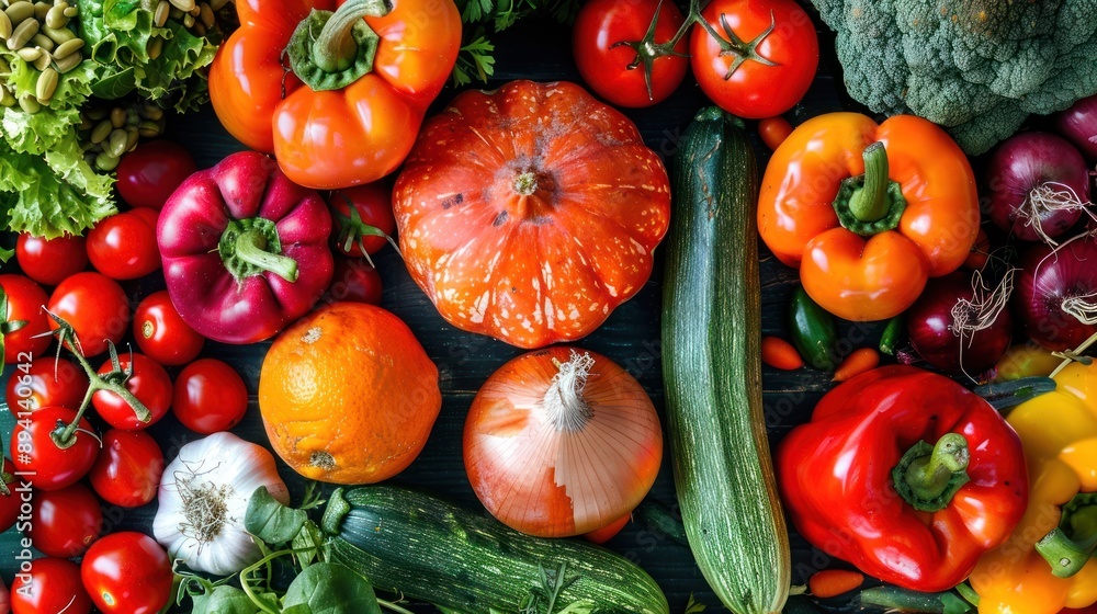 Fresh Harvest: A Vibrant Display of Vegetables and Fruit Fresh Harvest: A Vibrant Display of Vegetables and Fruit