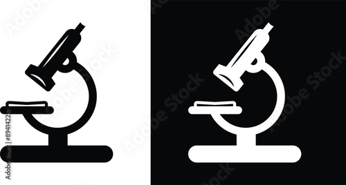 
Collection of simple microscope vector icons. Laboratory practice icon. Collection of icons in different styles on black and white background. Vector Illustration